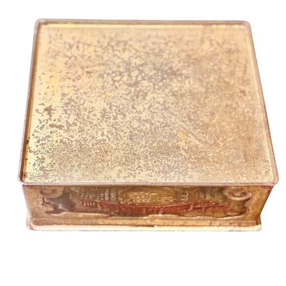 Vintage Embossed Tin Box โ Asian Temple Scene โ Collectible Storage Decor - Picture 5 of 5